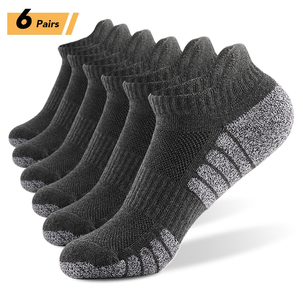 6/12 Pairs Sport Ankle Socks Athletic Low-cut Sock Thick Knit Sock Outdoor Fitness Breathable Quick Dry Wear-resistant Warm Socks
