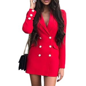 Office Ladies Double Breasted Button Blazer Dress
