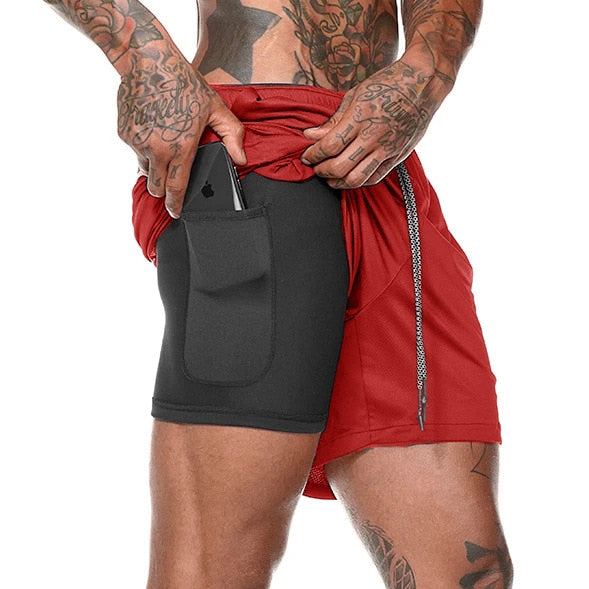 2 In 1 Beach Bottoms Summer Gym Fitness Training Jogging Short Pants