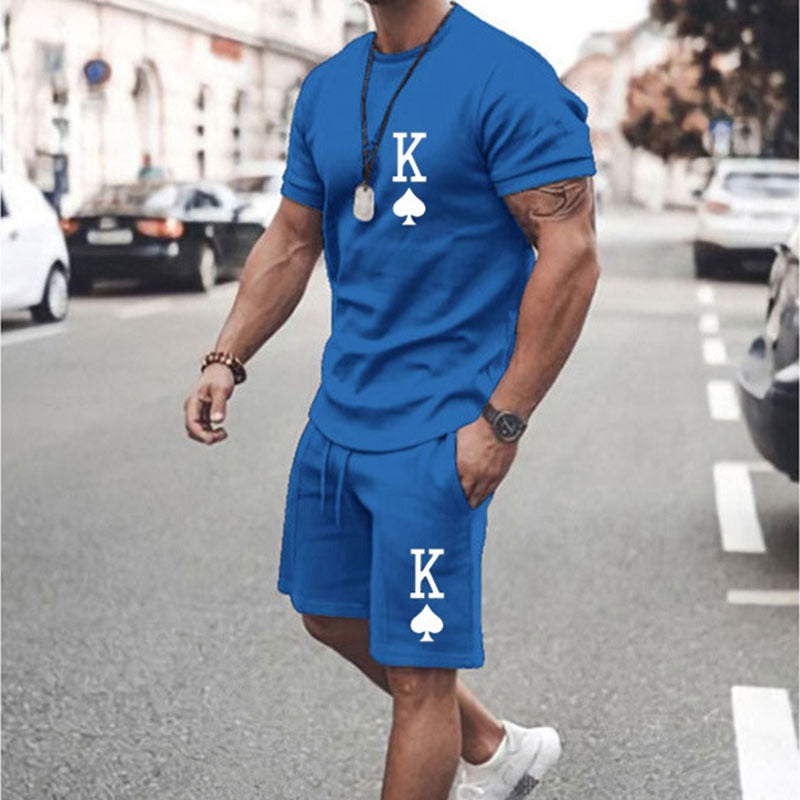 Funny Poker Pattern Y2k Men Casual Fashion Tracksuit Street Wear