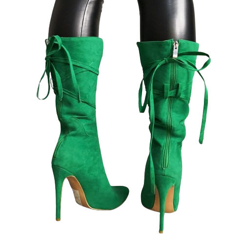 Sexy High Heels Green Boots for Women