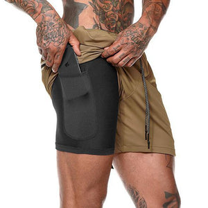 2 In 1 Beach Bottoms Summer Gym Fitness Training Jogging Short Pants