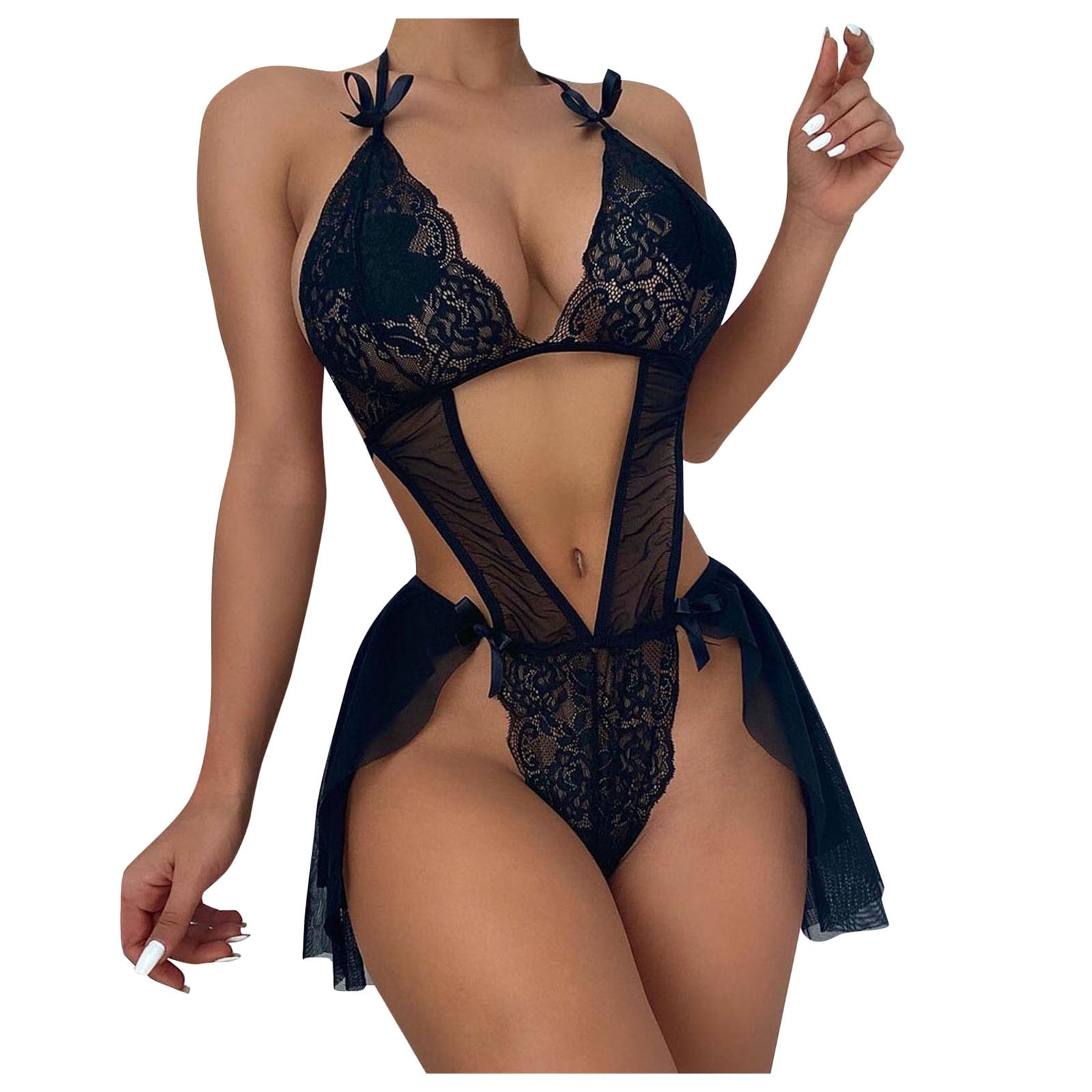 Sexy Fashion Lace Lingerie Flower Lace One Piece