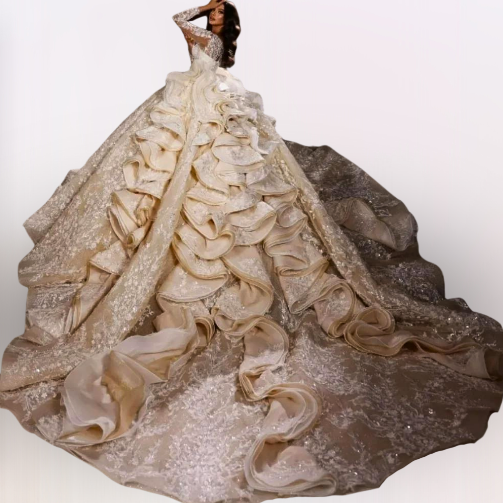 Romantic Floor-length Classic Deep V-neck Bridal Gown