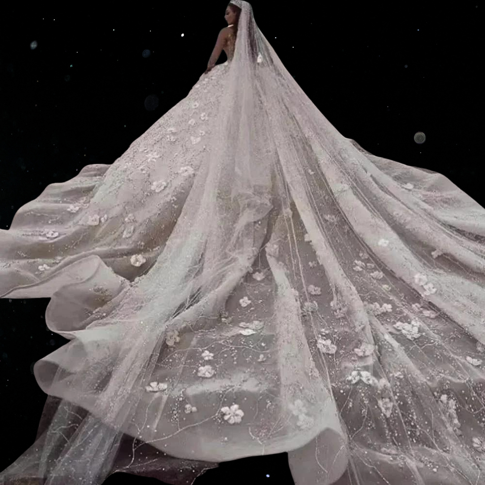 Romantic Floor-length Classic Deep V-neck Bridal Gown